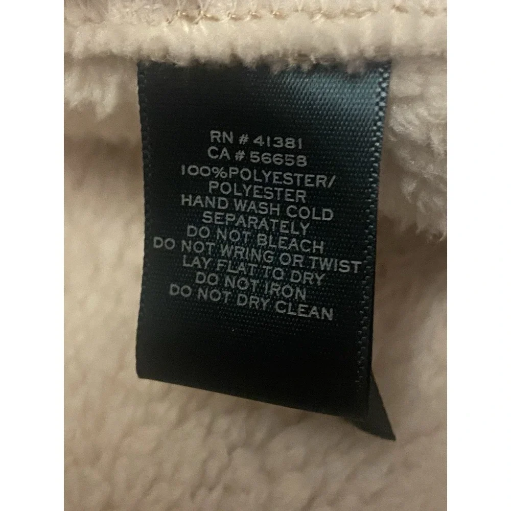 Ralph Lauren Faux Suede Sherpa Fleece Draped Front Luxury Jacket Tan Beige Small